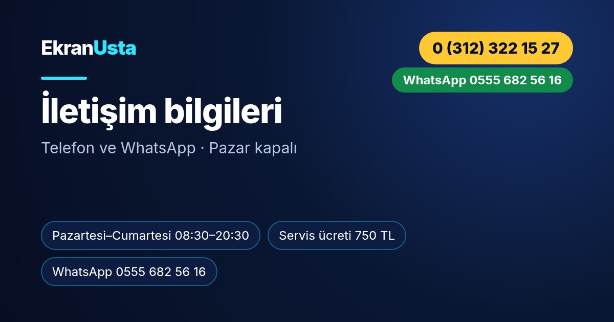 İletişim bilgileri: çalışma saatleri, servis ücreti ve telefon bilgisi